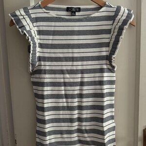 J.Crew Vintage rib ruffle boatneck tank top in stripe